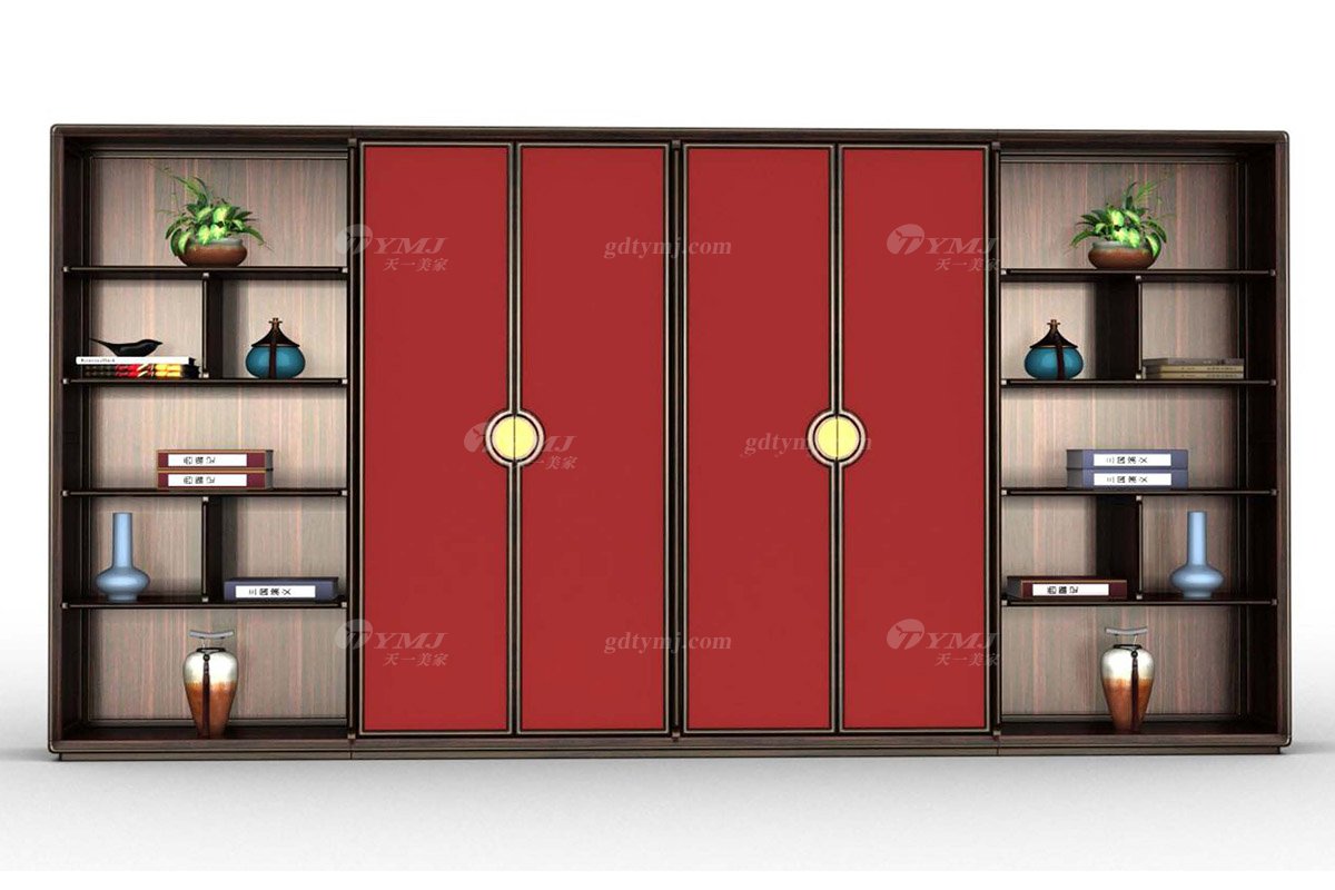 新中式家具風(fēng)格品牌時尚別墅會所家具高端進(jìn)口烏金木實(shí)木大文件柜