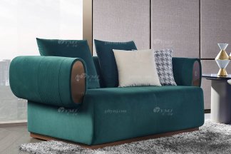 高端別墅豪宅家具星級(jí)酒店家具品牌后現(xiàn)代輕奢風(fēng)格客廳時(shí)尚創(chuàng)意綠色皮藝雙人沙發(fā)